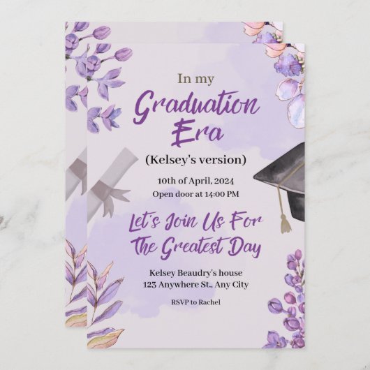 Swiftie thematisch in ihrem Zeitalter Abschluss Ei Einladung (Vorne/Hinten)