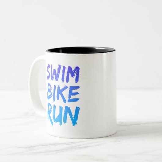 Swim Bike Lauf großartiges Design Zweifarbige Tasse (Vorderseite Links)