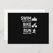 Swim Bike Run Daddy - Funny Triathlon Vater T - Sh Ankündigungspostkarte (Vorne/Hinten)
