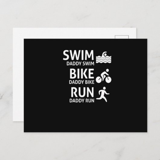 Swim Bike Run Daddy - Funny Triathlon Vater T - Sh Ankündigungspostkarte (Vorne/Hinten)