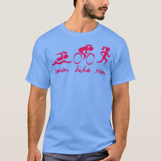 Swim Bike Run Girl Pink T-Shirt