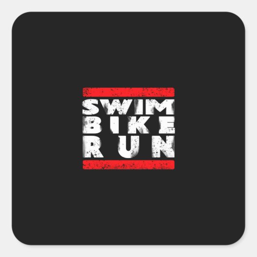 SWIM BIKE RUN   QUADRATISCHER AUFKLEBER (Vorderseite)