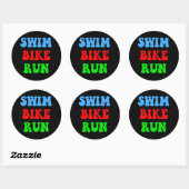 Swim Bike Run Runder Aufkleber (Blatt)