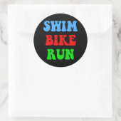 Swim Bike Run Runder Aufkleber (Tasche)