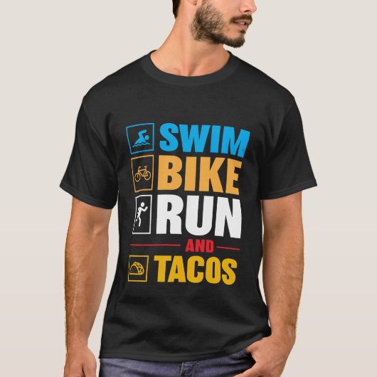Swim Bike Run & Tacos T-Shirt (Vorderseite)