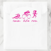 Swim Bike Run Tri Girl Ovaler Aufkleber (Tasche)