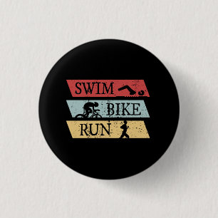Swim Bike Run Triathlon Button