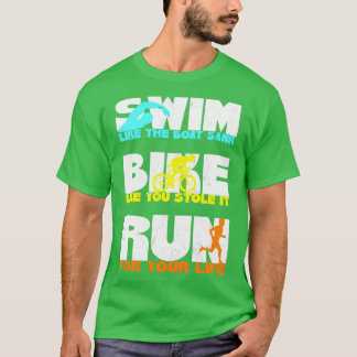 Swim Bike Run Triathlon Grunge 3 T-Shirt