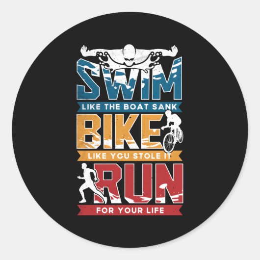 Swim Bike Run Triathlon Runder Aufkleber (Vorderseite)