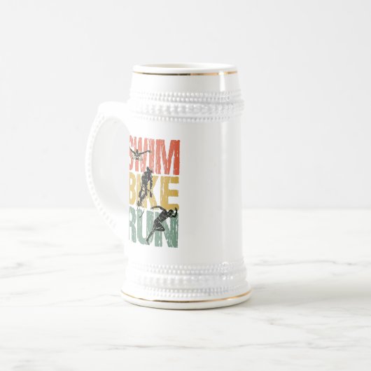 Swim Bike Run - Vintager Triathlon Bierglas (Vorderseite Links)