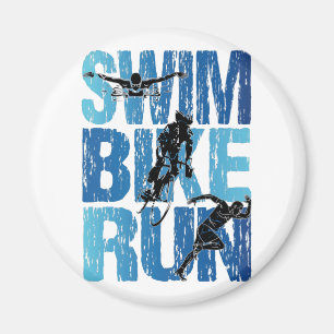 Swim Bike Run - Vintager Triathlon Magnet