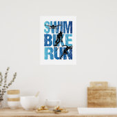Swim Bike Run - Vintager Triathlon Poster (Küche)