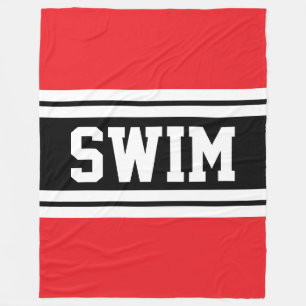 SWIM Bold grell Red Schwarz-weiß Racing Stripes Fleecedecke
