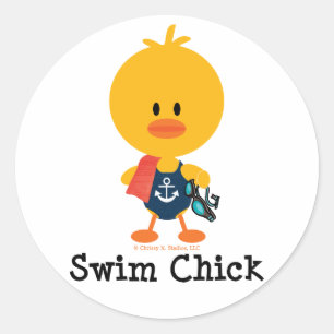 Swim Chick Runder Aufkleber