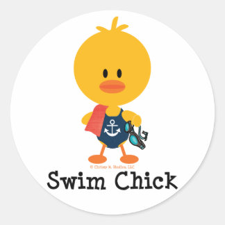 Swim Chick Runder Aufkleber