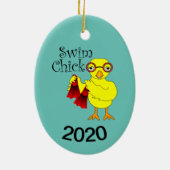 Swim Chick Text Keramik Ornament (Hinten)