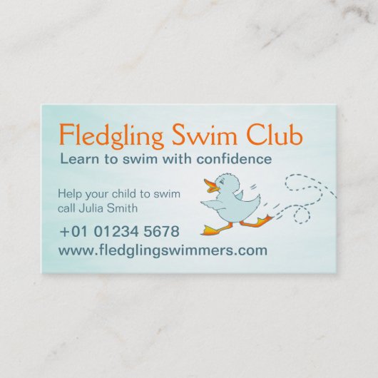 Swim Club Schwimmlehrer Visitenkarte (Vorderseite)