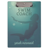 Swim Coach Aquamarin Modern Mermaid Clipboard Klemmbrett (Vorderseite)