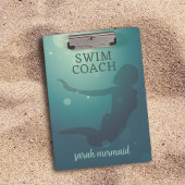 Swim Coach Aquamarin Modern Mermaid Clipboard Klemmbrett