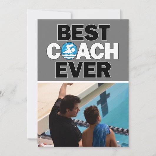 Swim Coach Best je Custom Foto Dankeskarte (Vorderseite)