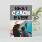 Swim Coach Best je Custom Foto Dankeskarte (Stehend Vorderseite)