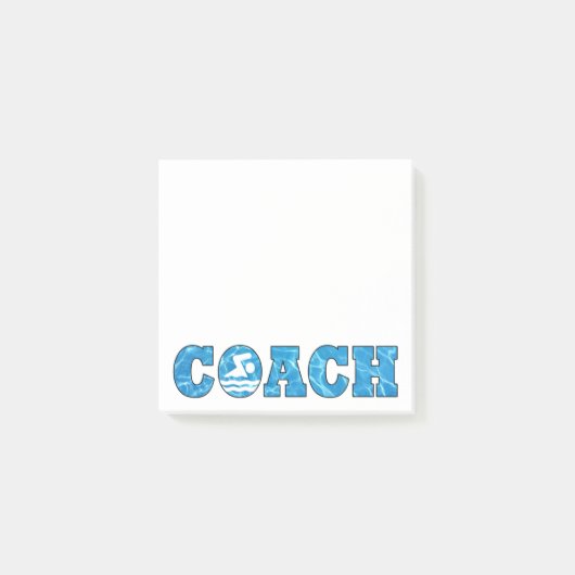 Swim Coach Cool Blue Pool Wasser schwimmen & tauch Post-it Klebezettel (Vorderseite)