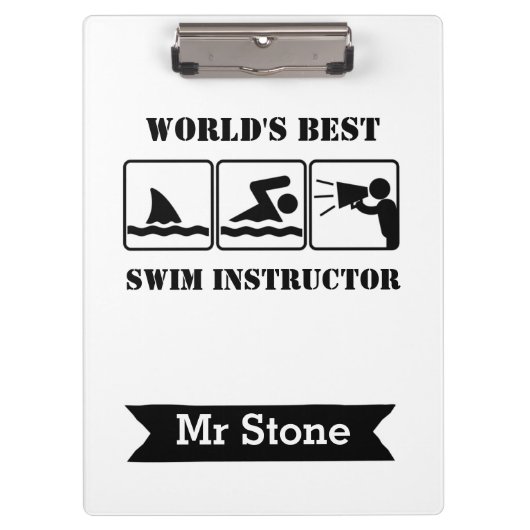 Swim Coach Personalisiert Teacher Kletterbretter F Klemmbrett (Vorderseite)