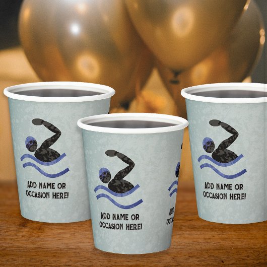 Swim Competition - scharfsinnig schwimmendes männl Pappbecher