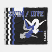 Swim Dive Team - Dunkelblau und schwarz Fleecedecke (Vorderseite (Horizontal))