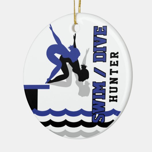 Swim Dive Team - Dunkelblau und schwarz Keramik Ornament (Links)