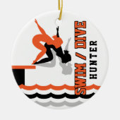 Swim Dive Team - Orange und Schwarz Keramik Ornament (Vorne)