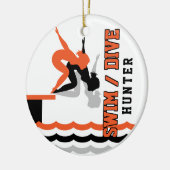 Swim Dive Team - Orange und Schwarz Keramik Ornament (Links)