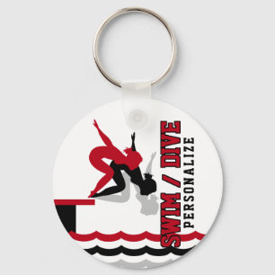 Swim Dive Team - Rot und Schwarz Schlüsselanhänger