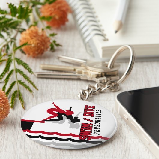 Swim Dive Team - Rot und Schwarz Schlüsselanhänger (Seite)