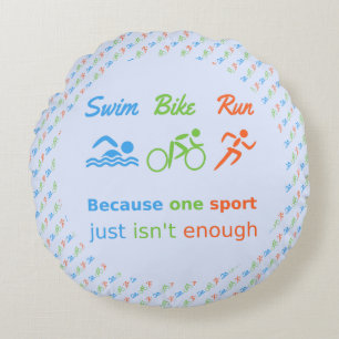 Swim-Fahrrad laufen gemusterten Triathlon Rundes Kissen