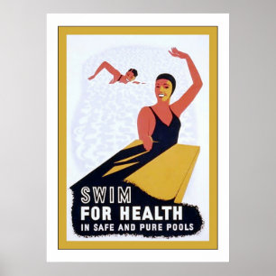 Swim for Health ~ Vintage Gesundheit und Fitness Poster