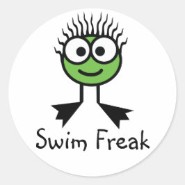 Swim Freak - Green CharacterStickers Runder Aufkleber