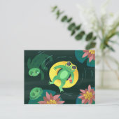 Swim Frog Gelbe Sonnenbrille Postkarte (Stehend Vorderseite)