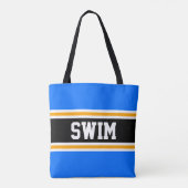 SWIM Fun Athletic Bright Blue Black Yellow Stripes Tasche (Rückseite)