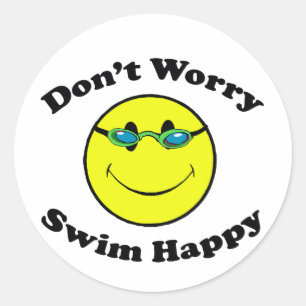 Swim Happy Runder Aufkleber