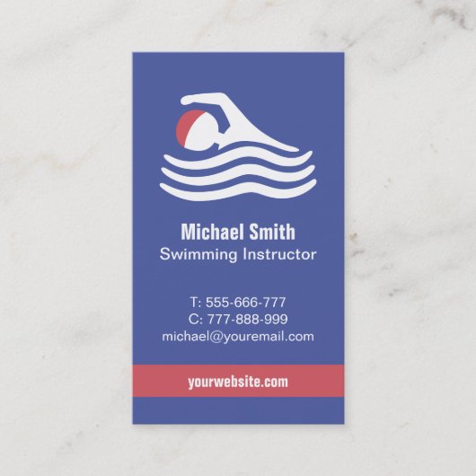 Swim Instructor Lifeguard Business Card Visitenkarte (Vorderseite)