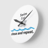 Swim isst Studium Schlaf Runde Wanduhr (Winkel)