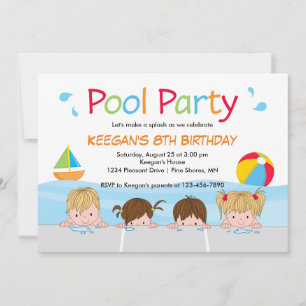 Swim Kids Pool Geburtstagsfeierlichkeiten Veransta Einladung