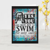 Swim lernen - Funny Vintage Ad Karte (Gelbe Blume)