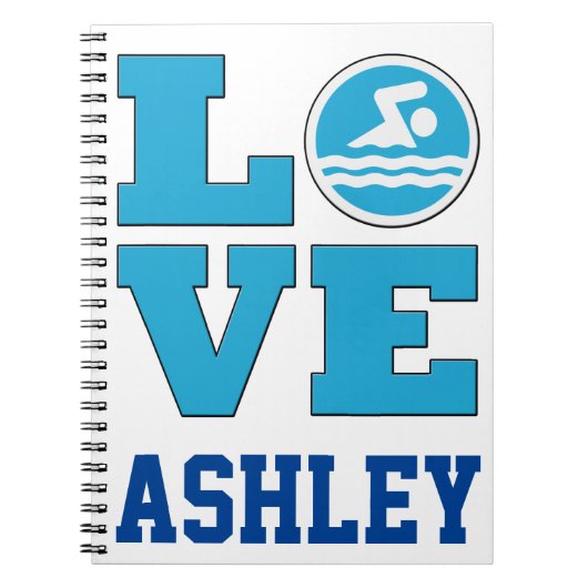 Swim Liebe Notebook für wettbewerbsfähige Schwimme Notizblock (Vorderseite)