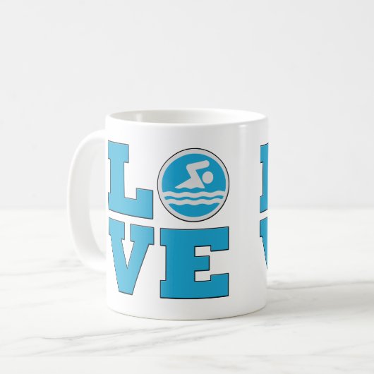 Swim Liebe Tasse für Wettkämpfer oder Coaches (Vorderseite Links)