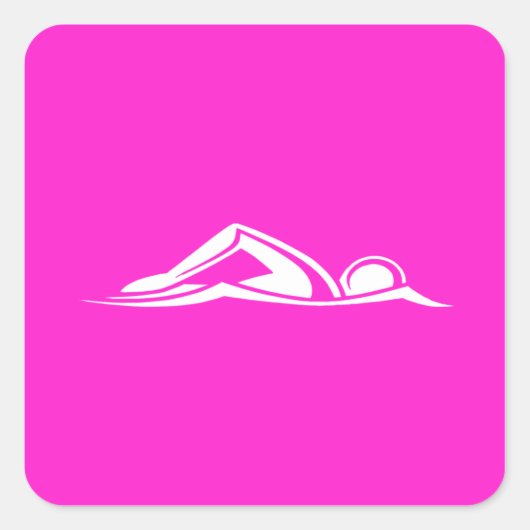 Swim Logo-Aufkleber Rosa Quadratischer Aufkleber (Vorderseite)