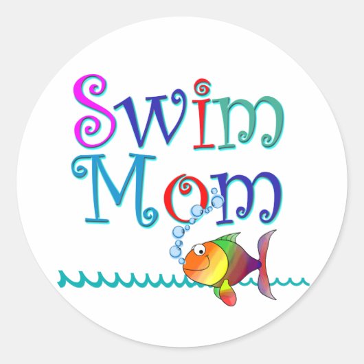 Swim Mama Runder Aufkleber (Vorderseite)