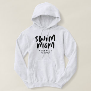 Swim Mom trendschwarzer Typ personalisiert Hoodie