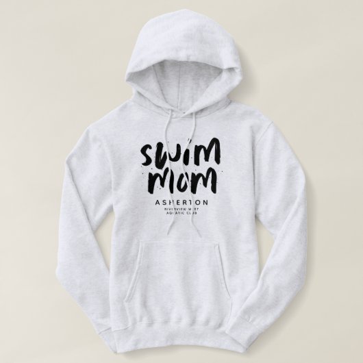 Swim Mom trendschwarzer Typ personalisiert Hoodie (Design vorne)